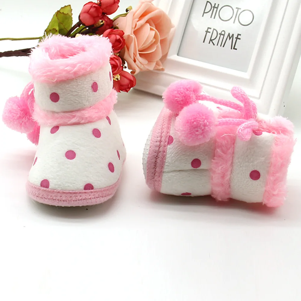 Baby Cotton-padded Booties Soft Anti-skidding Lace-up Girls Shoes for 0-18 Months Infant Supplies Velvet for Warm Keeping