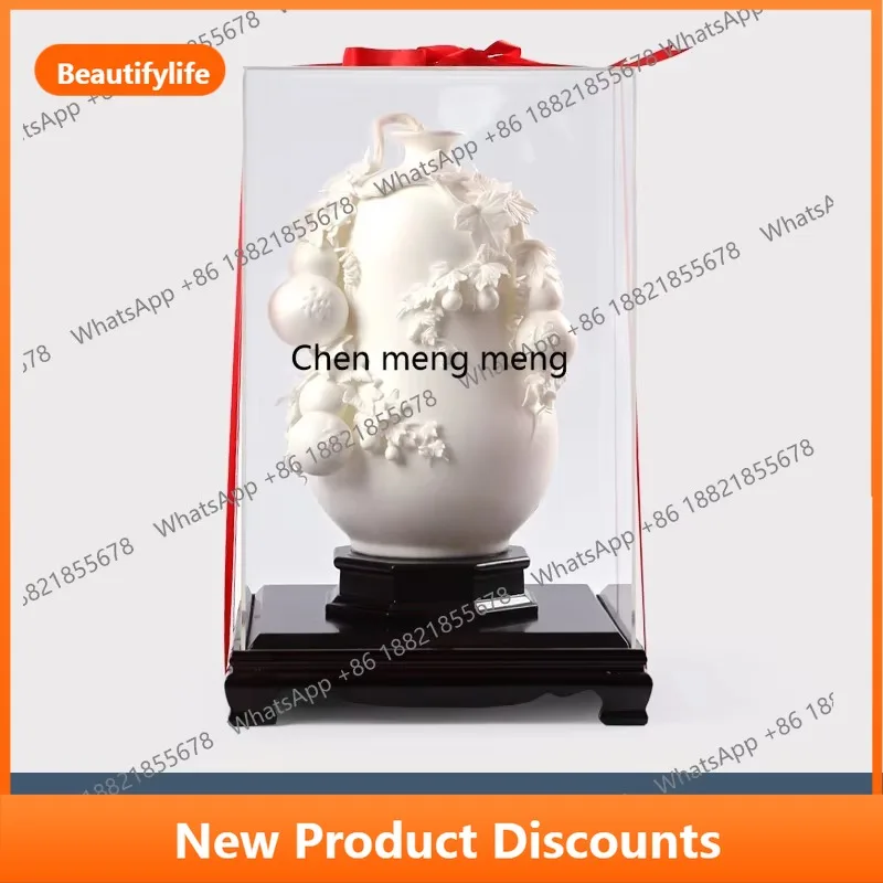 

C56 White porcelain, creative gourd Fulushou vase ornament home living room birthday gift