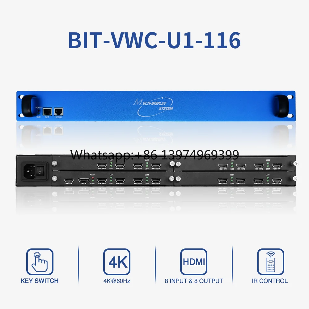 Bitvisus 8K Ultra HD Video Wall Controller 1 Input 16 Outputs Hardware Seamless Splicing Processor for LED LCD Video Wall System