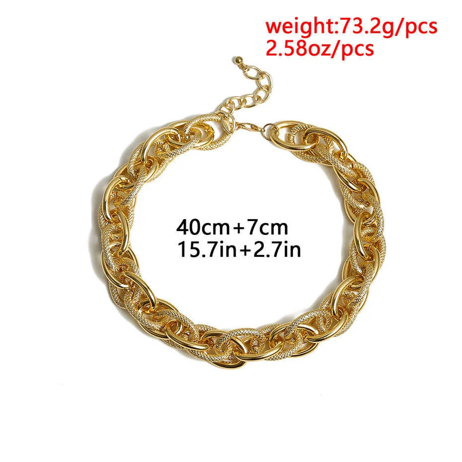 Hohe Qualität Punk-Lock Choker Halskette Anhänger Frauen Kragen Erklärung Marke Gold Farbe Chunky Dicke Kette Halskette Steampunk Männer – Detail 9