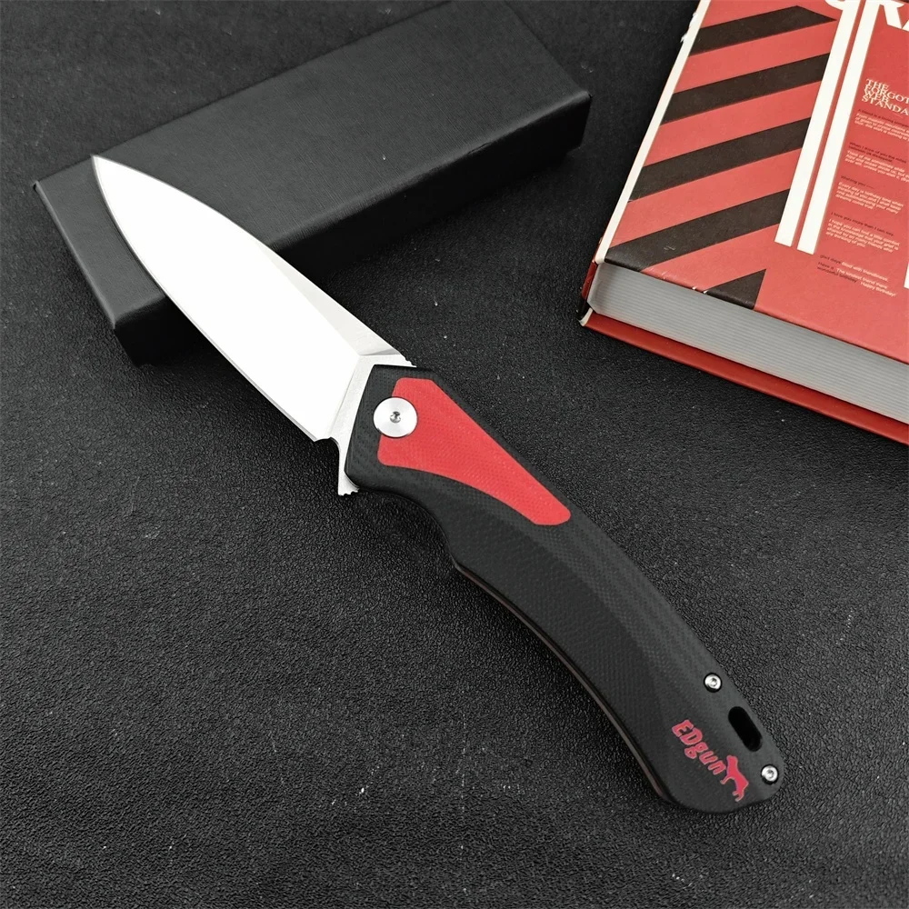 Tactical Knife EDgun Flipper Folding Knife D2 Blade G10 Handle Camping Fruit Pocket Knives Hunting Utility Self-defense EDC Tool