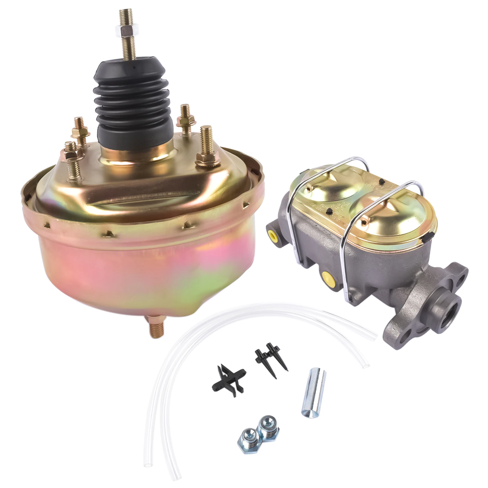 

AP02 7" Single Zinc Street Rod Rat Rod Power Brake Booster w/ 1" Bore Bail Top Master Cylinder