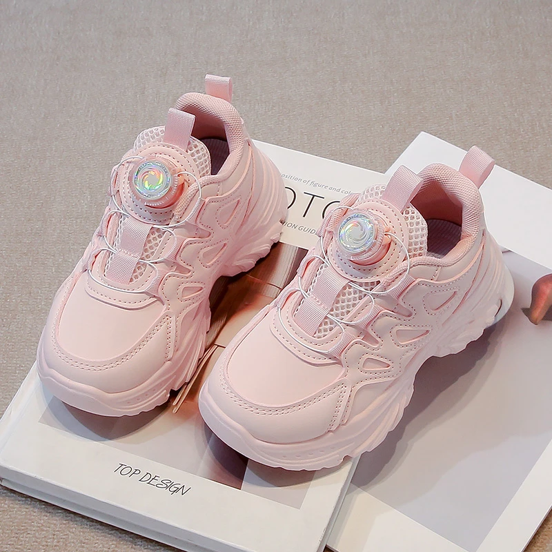 2025 جديد الاطفال احذية الجري الدورية زر الأطفال أحذية رياضية شبكة تنفس العلامة التجارية الجديدة الأطفال أحذية رياضية سميكة مريحة #5