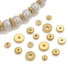 20pcs Stainless Steel Gold Spacer Beads For Bracelet Jewelry Making DIY Flat Round Loose Beads Handmade Jewelry Supplies Craft