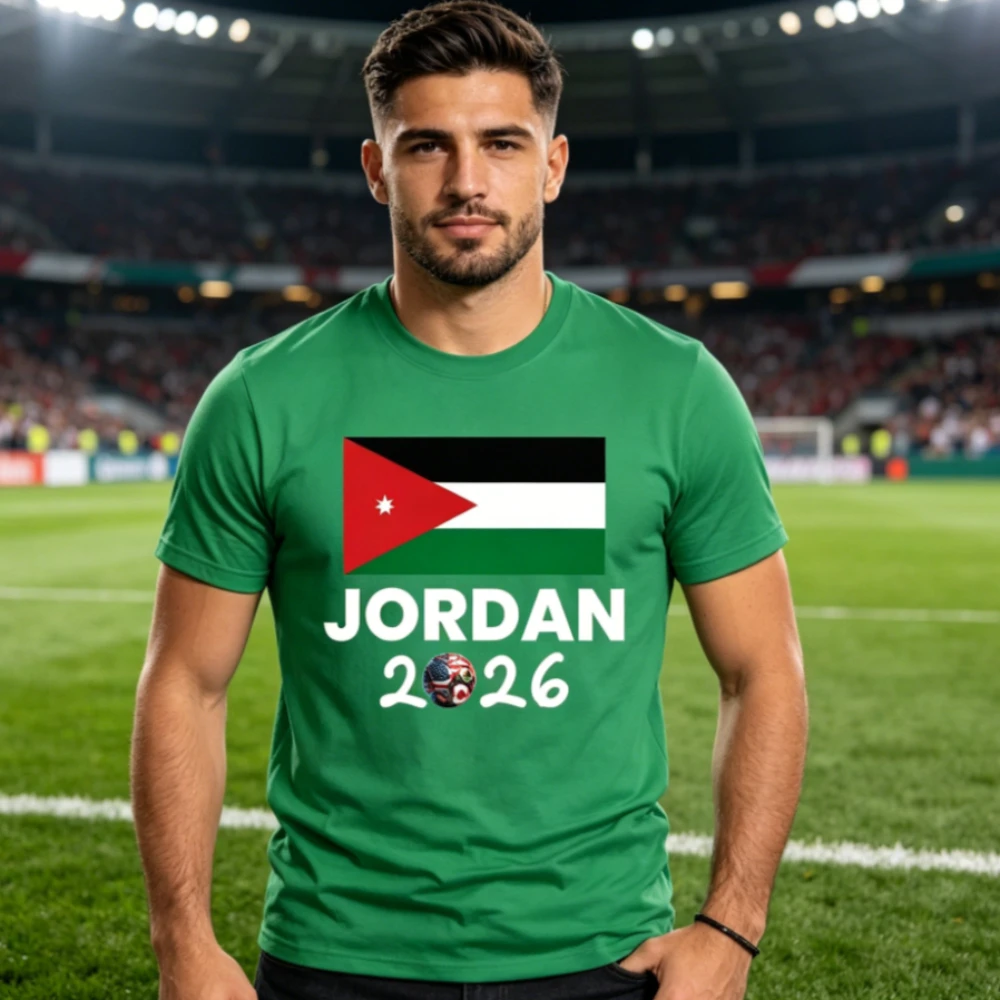 Jordan 2026 Sports Fan Tee Patriotic Jordan 2026 Graphic T-Shirt Soccer Part Supplies Clothing Men Women Casual Summer Cotton T