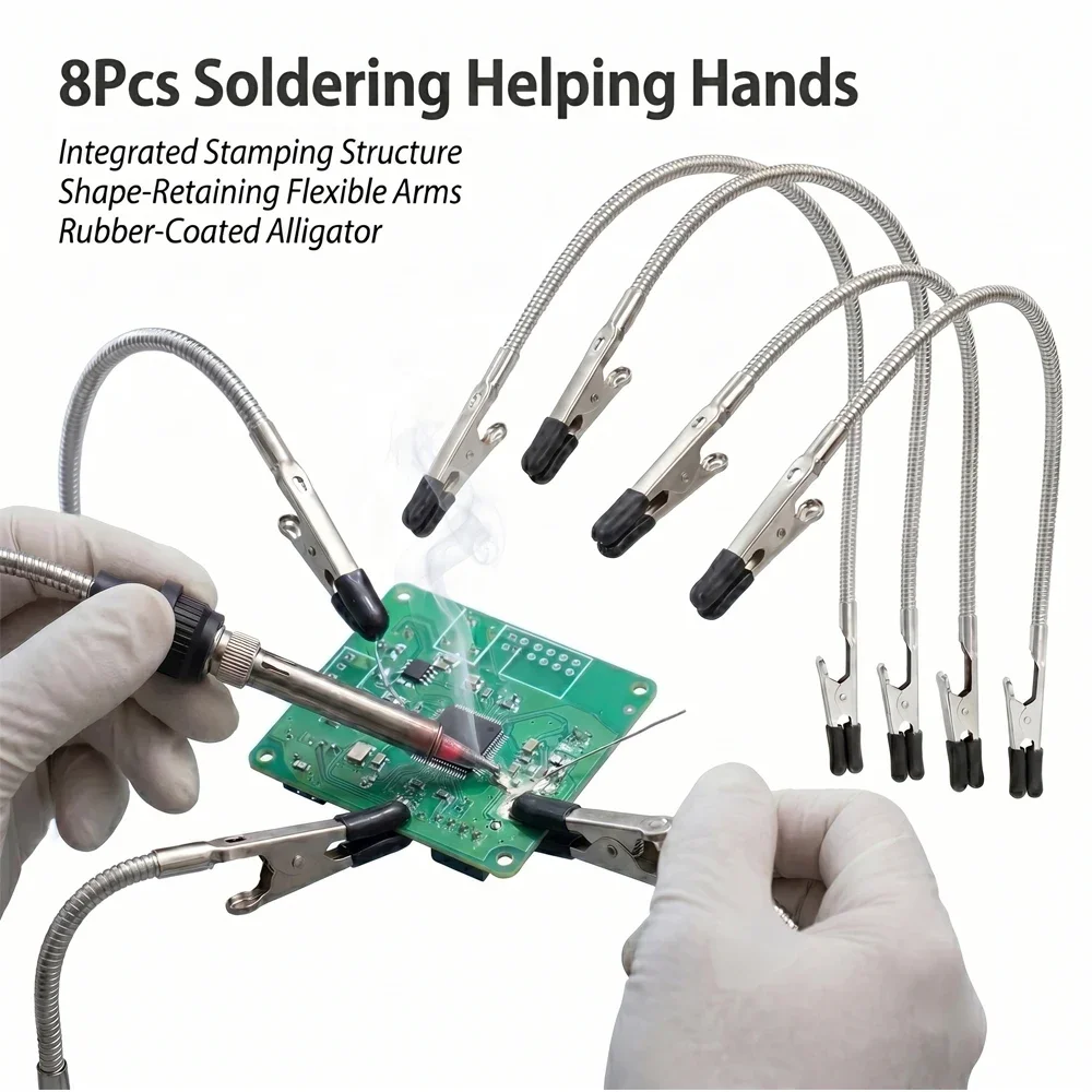 8Pcs Soldering Helping Hand Flexible Arms Metal Alligator Clip Welding Clamp Holder For Electronics Repair RC Model PCB Assembly