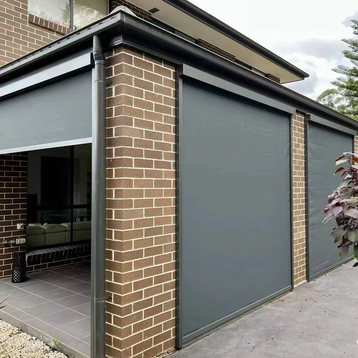 Customized Outdoor Vertical Drop Awning Smart Blinds Balcony  Outdoor Blinds Automatic Curtain Motorized