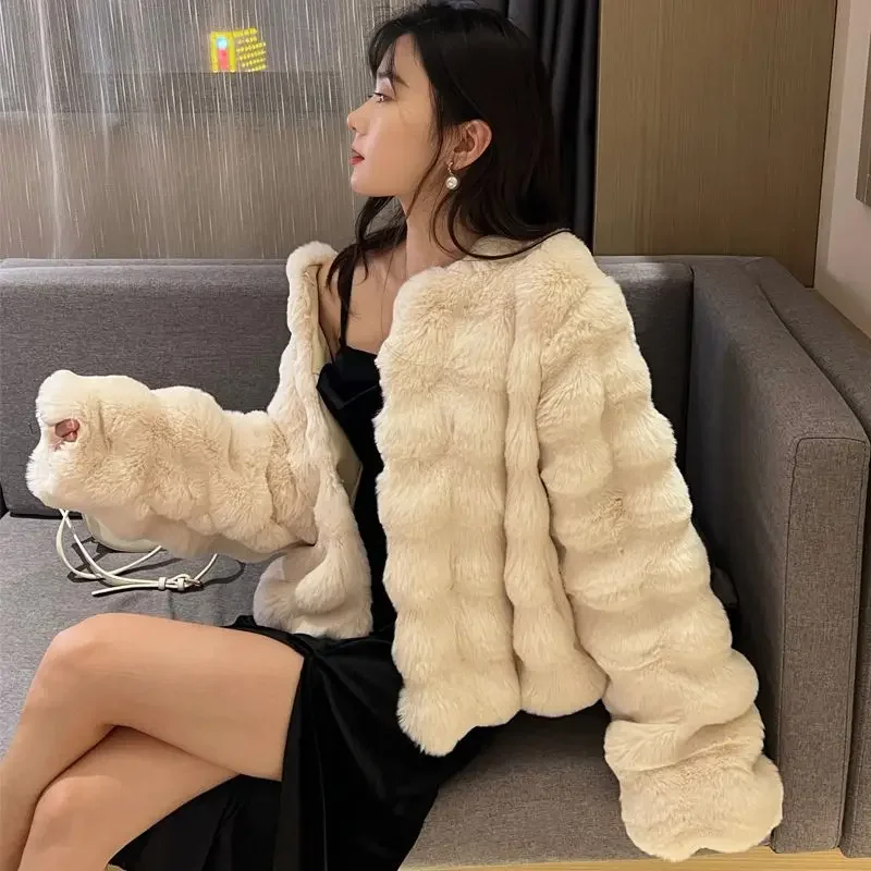 2024 Women Faux Fur Coat Autumn Winter High Quality Fluffy Short Coat Faux Fur Jacket Ladies furry Fashion Tops