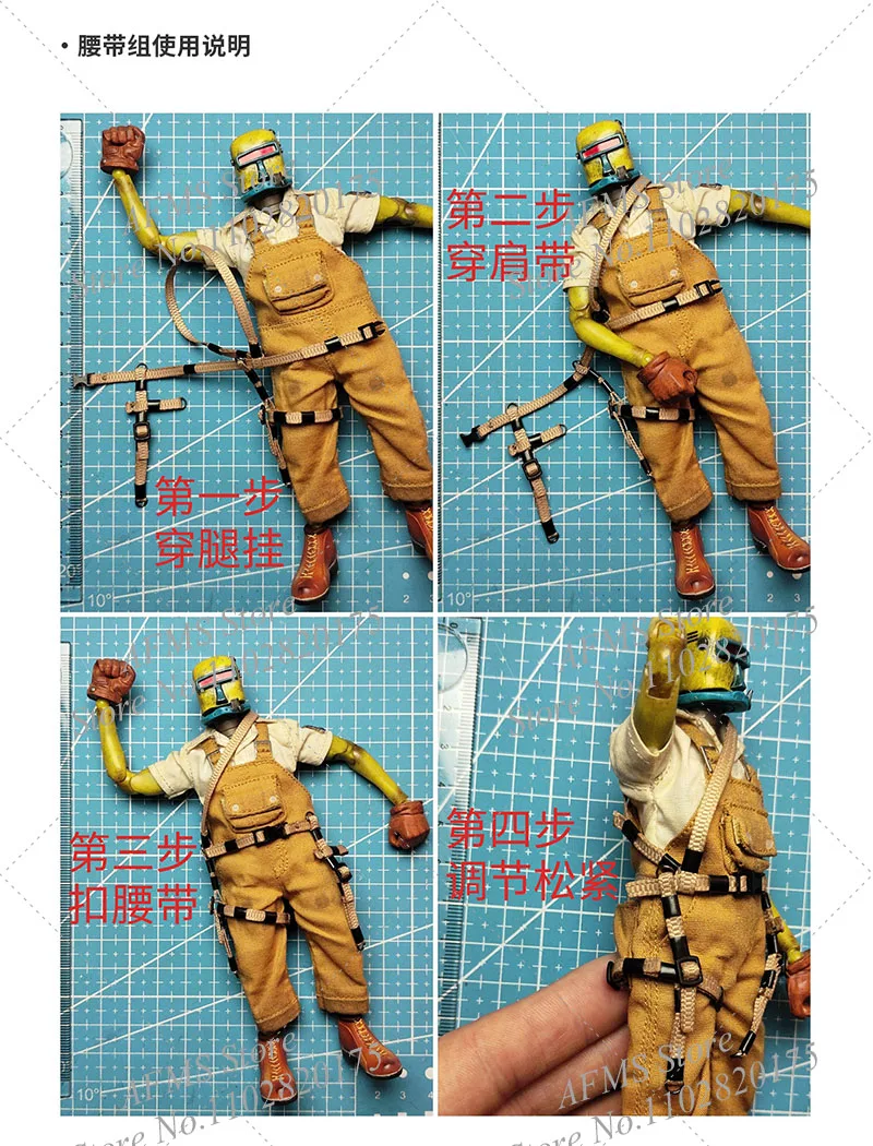 Escala 1/12 ‌   Figura colecionável multifuncional cinto com estilingue de batalha acessório tático militar caber 6 "figura de ação soldado