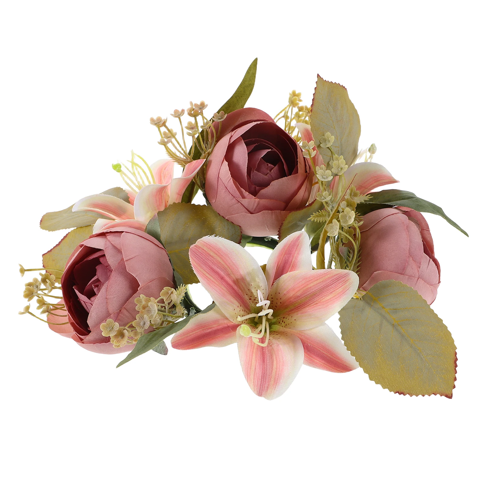 

Artificial Floral Wreath Candlestick Garland Decorations Elegant Design Home Wedding Table Centerpiece Valentine Holder