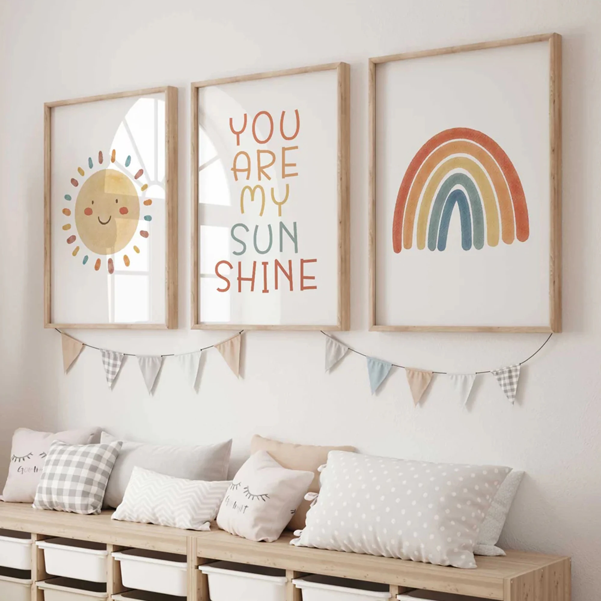 3 Stück Cartoon-Wandkunstdrucke „You Are My Sunshine“, Leinwandgemälde, Poster, Bild für Wohnzimmer, Schlafzimmer, Kinderzimmer, Heimdekoration