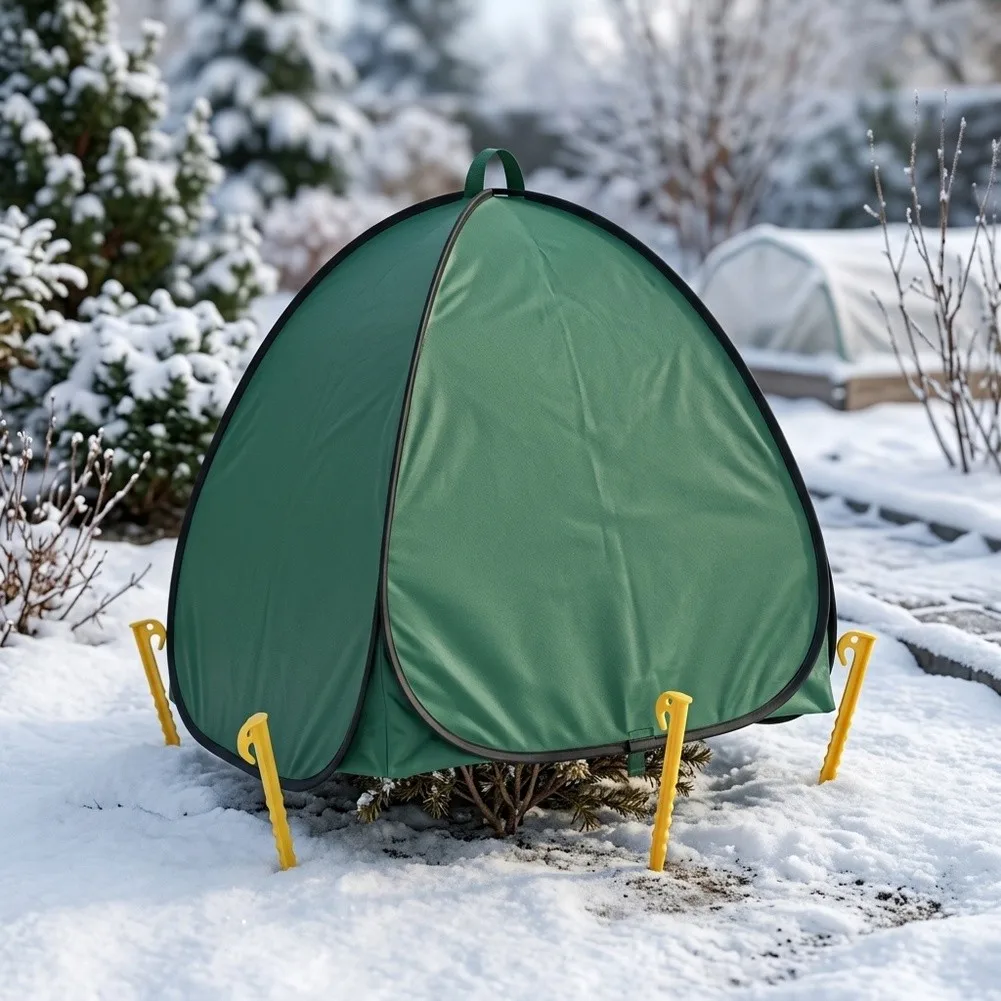 1set Shrub Cover Frost Protection Tent Winter Plant Cover Garden Plant Protector Tent With Ground Nails Gardening Tool