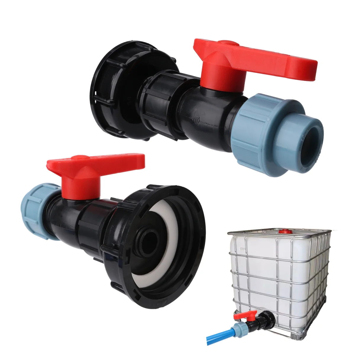 IBC Tank Adapter Kit Plastic PE/PVC/PPR Pipe Quick Connector Valve For 20/25/32mm Hose 1000L IBC Container Rain Barrel Valve