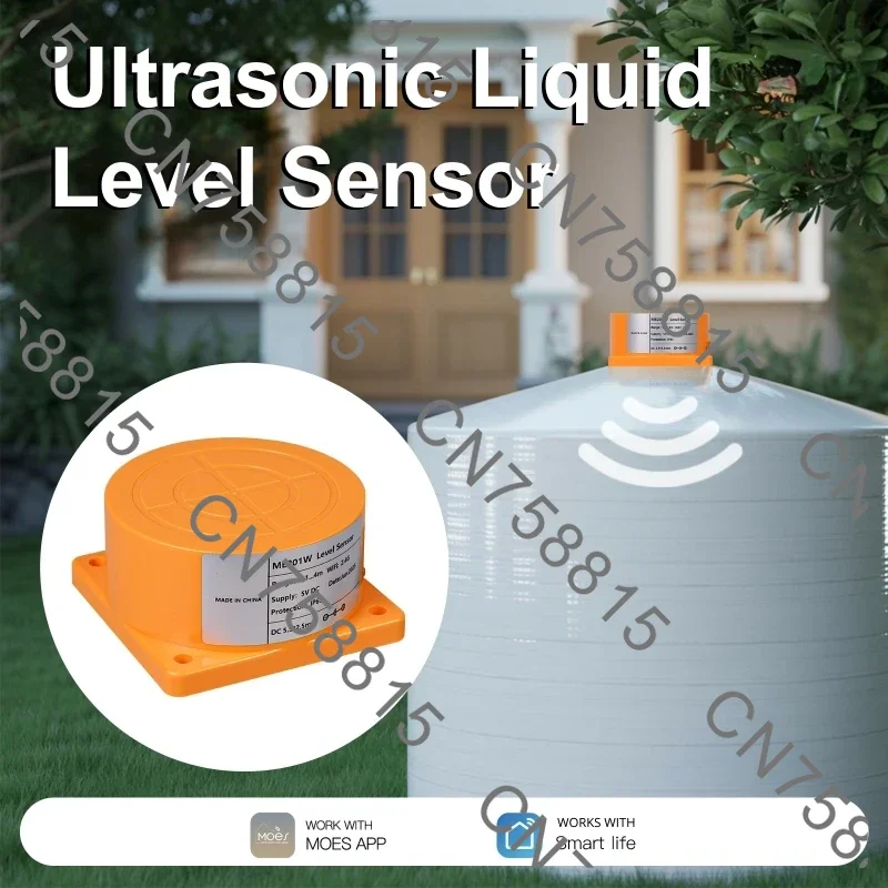 Smart Tank Monitor with Real-Time Alarms, Tuya APP Remote Control,WiFi/ZigBee Ultrasonic Water Level Detector