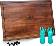 Multi-Purpose Large Wood Cutting Board - Cucine Green Acacia Wood Cutting Board with Non-Slip Feet – 30 Inches Wood Ser