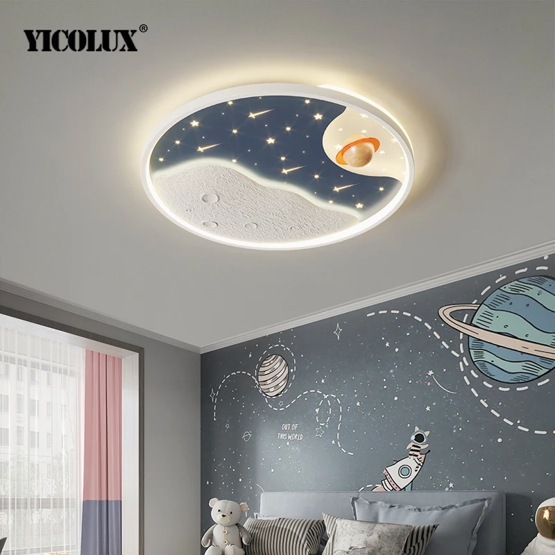 Plafonnier LED Blanc et Bleu pour Chambre d'Enfant, Luminaire Décoratif d'Nik, Idéal pour un Salon, une Salle à Manger ou une Cuisine