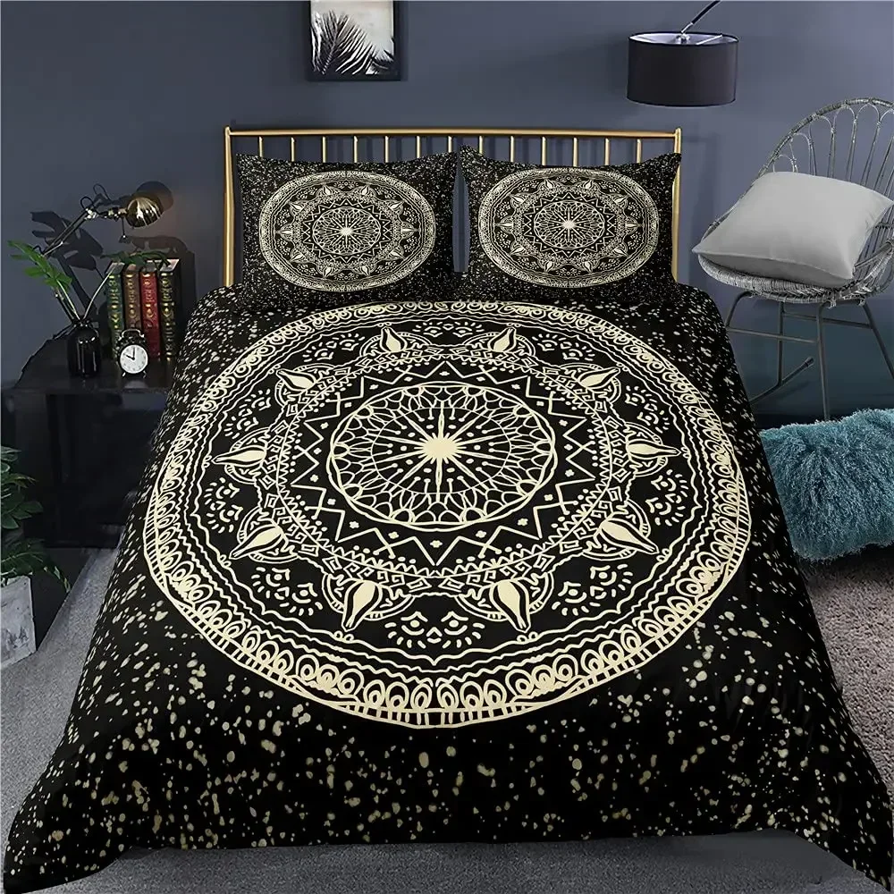 

Luxury New 3D Print Hamsa Hand Bedding Set Boho Mandala Duvet Cover Set Black Gold Bohemia Fatima Hand bed linen Lucky Hand
