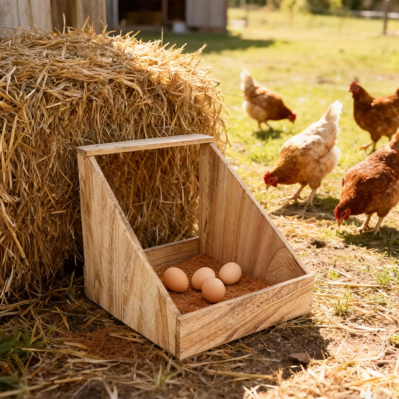 صناديق تعشيش الدجاج مع منصات عش جثم خشبي صناديق تعشيش الدجاج لضع البيض للدجاجة جاليناس كوبس منزل الشتاء