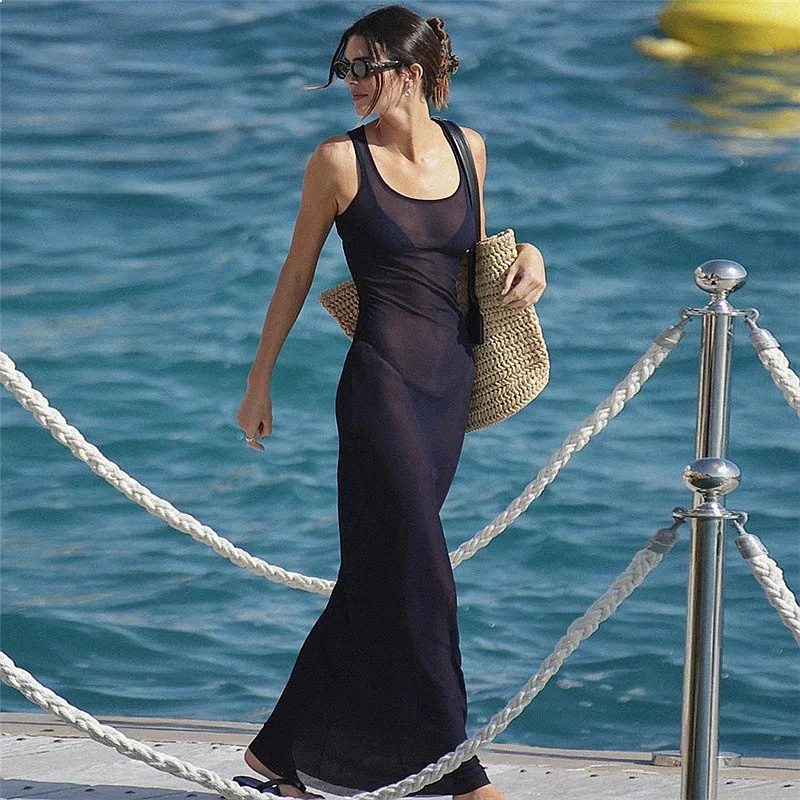 See Through Mesh Vacation Evening Dress Dresses Summer Spring Women Bodycon Party Jumpsuit Playsuit