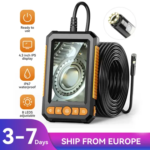 4.3 "tek ve çift Lens endüstriyel endoskop kamera HD1080P araç muayene Borescope IP67 su geçirmez kanalizasyon kamera 8LEDs ile sert