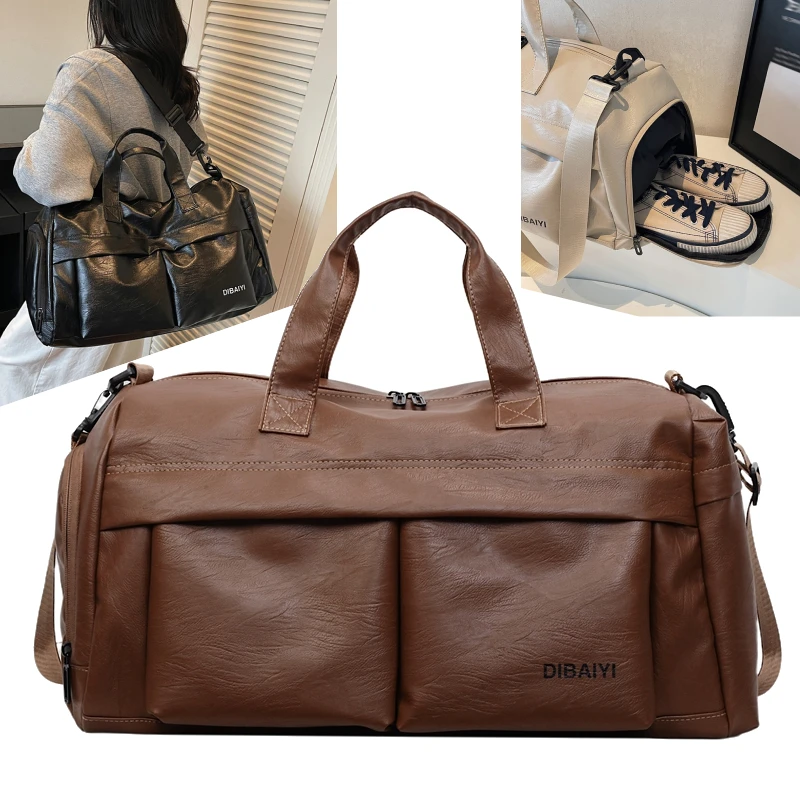 

Fitness Bag Dry Wet Handbag Large Capacity PU Travel Tote Business Trip Vacation Luggage Shoulder Bag Sports Women Crossbody Bag