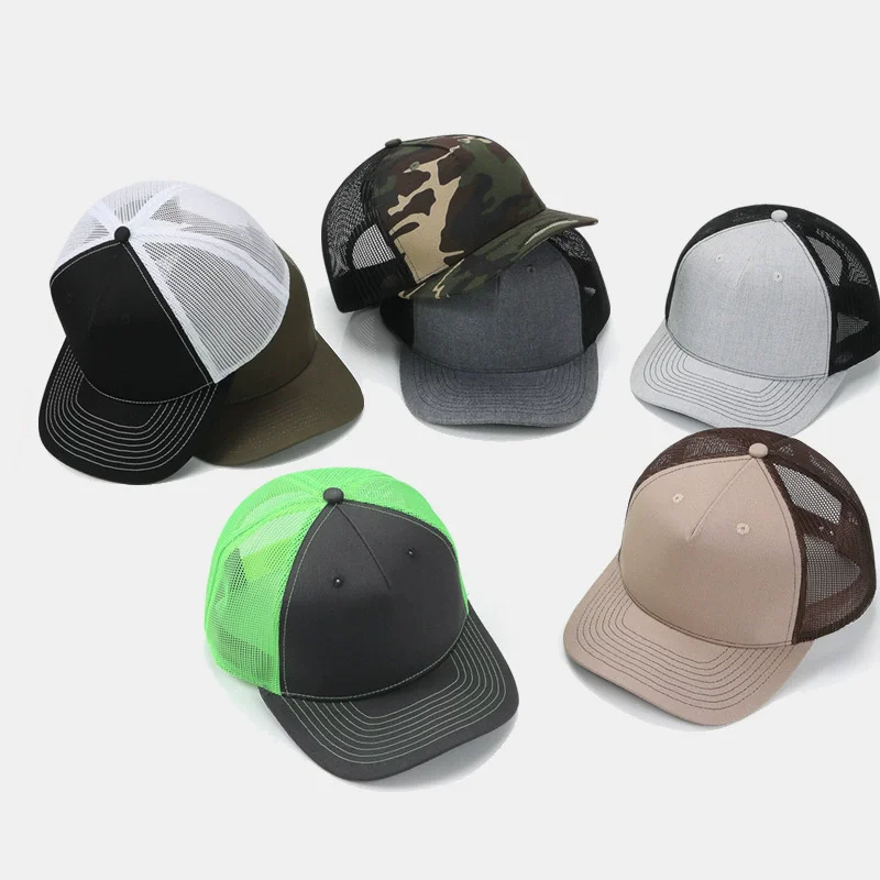 American Retro 5-panel Color Matching Unisex Baseball Cap Custom Logo Summer Outdoor Sunscreen Mesh Breathable Truck Driver Hat
