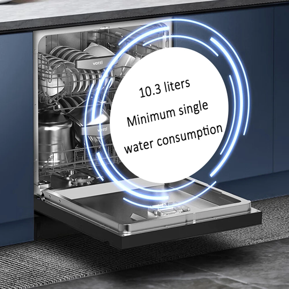 Black Dual Hot Air Drying Electric Built-in Freestanding Dishwasher 8 Sets Capacity Integrated Control Machine for Household