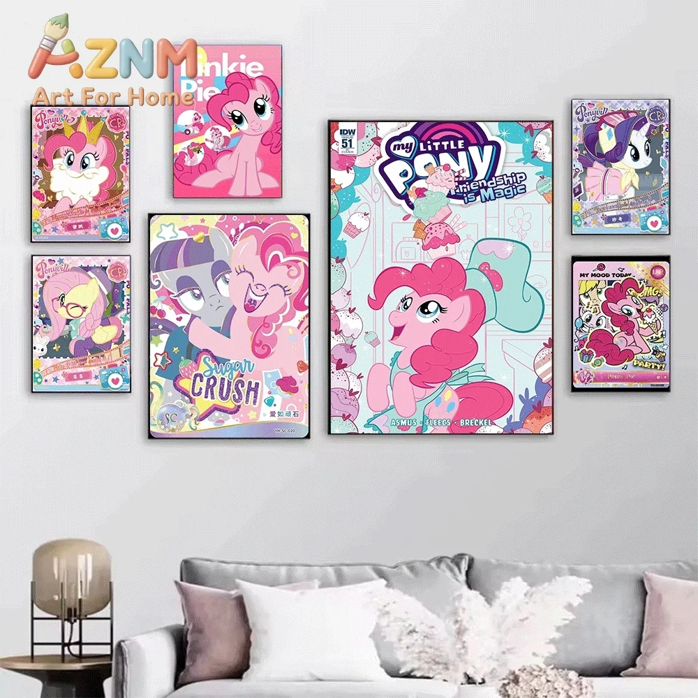 My Little Pony Pinkie Pie Sweet Candy Style Canvas Painting Frameless Wall Art Print Poster Home Bedroom Living Room Cute Cart