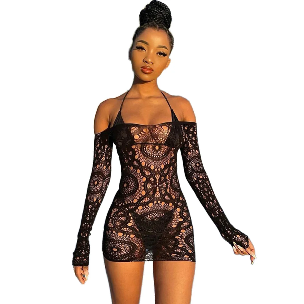 Beach Dress Sexy Lingerie Dress Backless Uniform Short Skirt Passion Temptation Nightdress Bag Hip Beachwear Nightclub Clothing