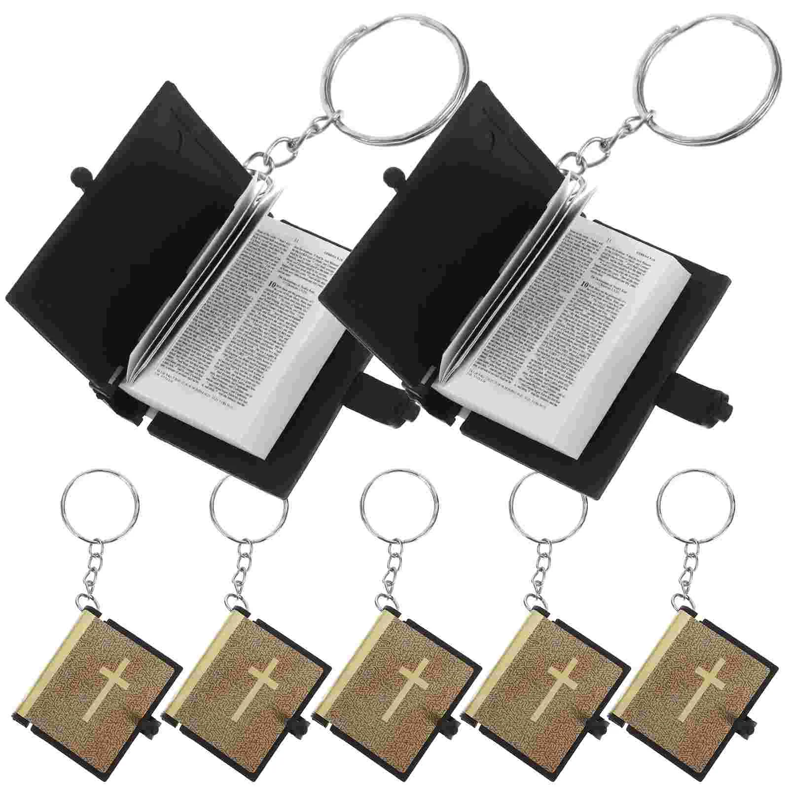 10 Pcs Church Keychain Bible Ring Keyrings Religious Bag Hanging Adornment Pocket PVC Outer Skin