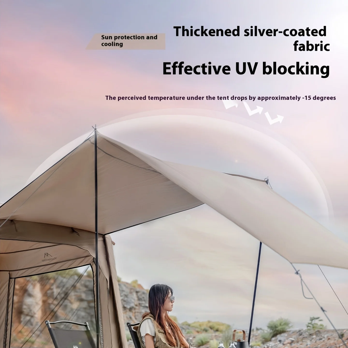 Mountainhiker Inflatable Tent with Canopy - Silver Gel, All-season Camping Equipment, Quick-open, Porch, Outdoor Exploration