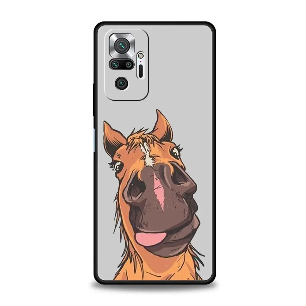 Phone Case For Xiaomi Redmi Note 13 12 5G 9S 9 8 10 11 Pro 9T 13C 12C 10C 9C 9A 7 Pro Cover Animal Galloping Horse Girl Drawing