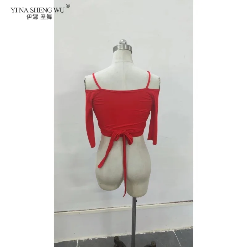 Traje de danza del vientre Oriental para mujer, Top Modal con cordones, ropa de práctica, uniforme de clase de baile ajustado para bailarines femeninas