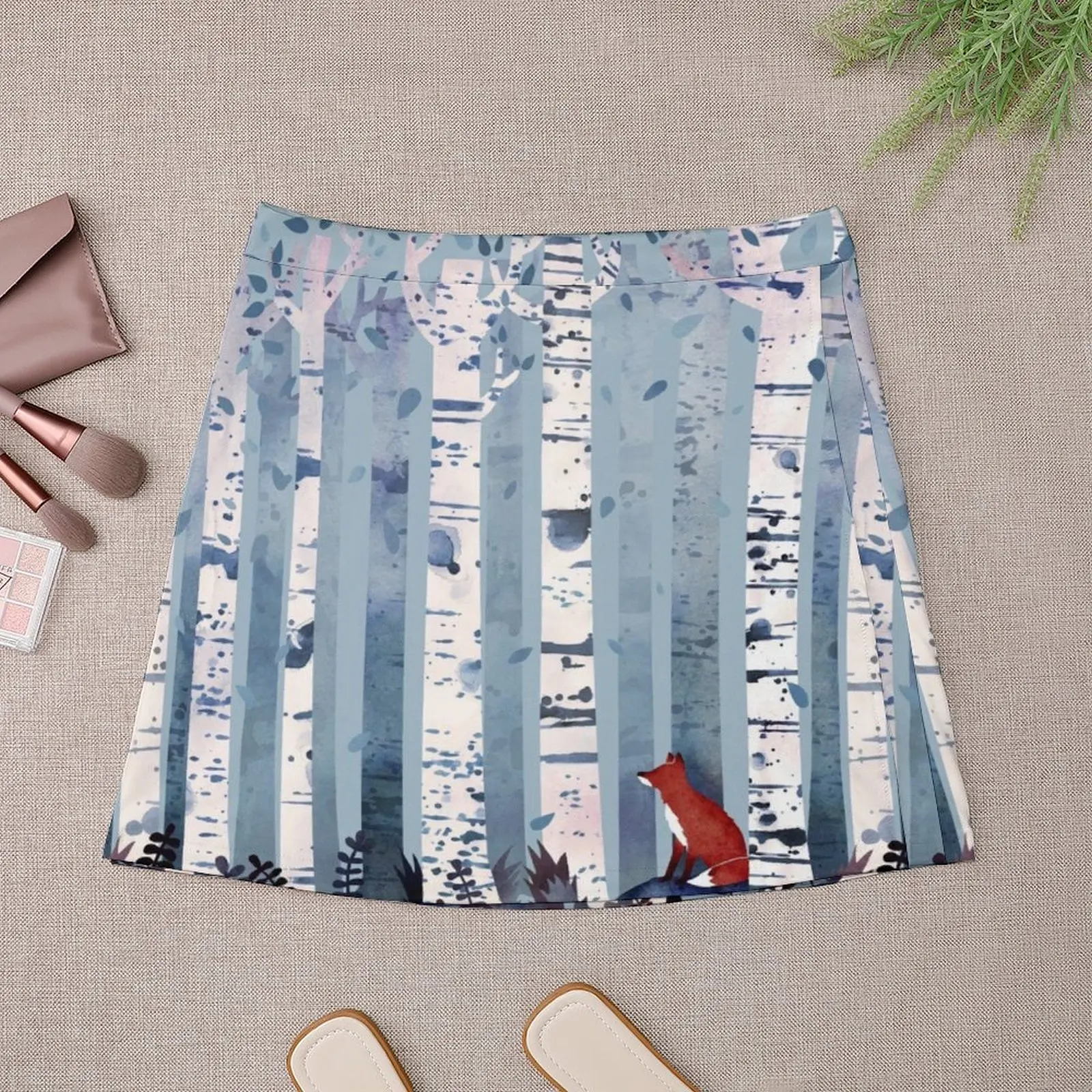 The Birches (in Blue) Mini Skirt korean style Kawaii Miniskirt woman Women's skirt Mini Skirt