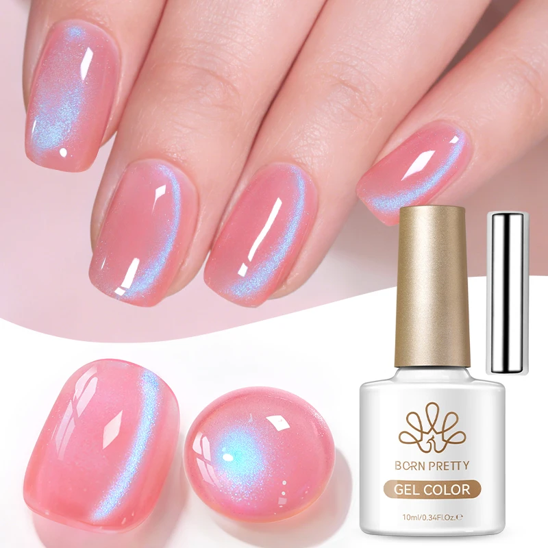 BORN PRETTY Esmalte de Uñas Magnético Rosa Peach Fizz de 10ml con Varita Magnética para Uñas Diarias DIY, Esmalte de Uñas en Gel UV Removible