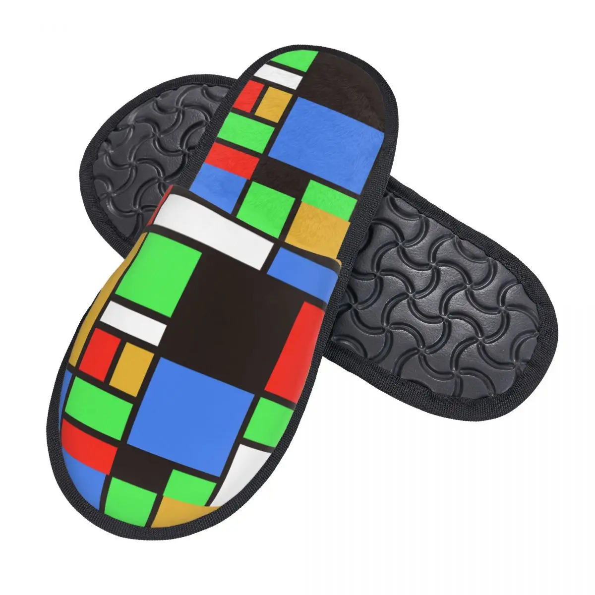 Custom Rubiks Cube Comfort Scuff Memory Foam Slippers Women Hotel House Shoes