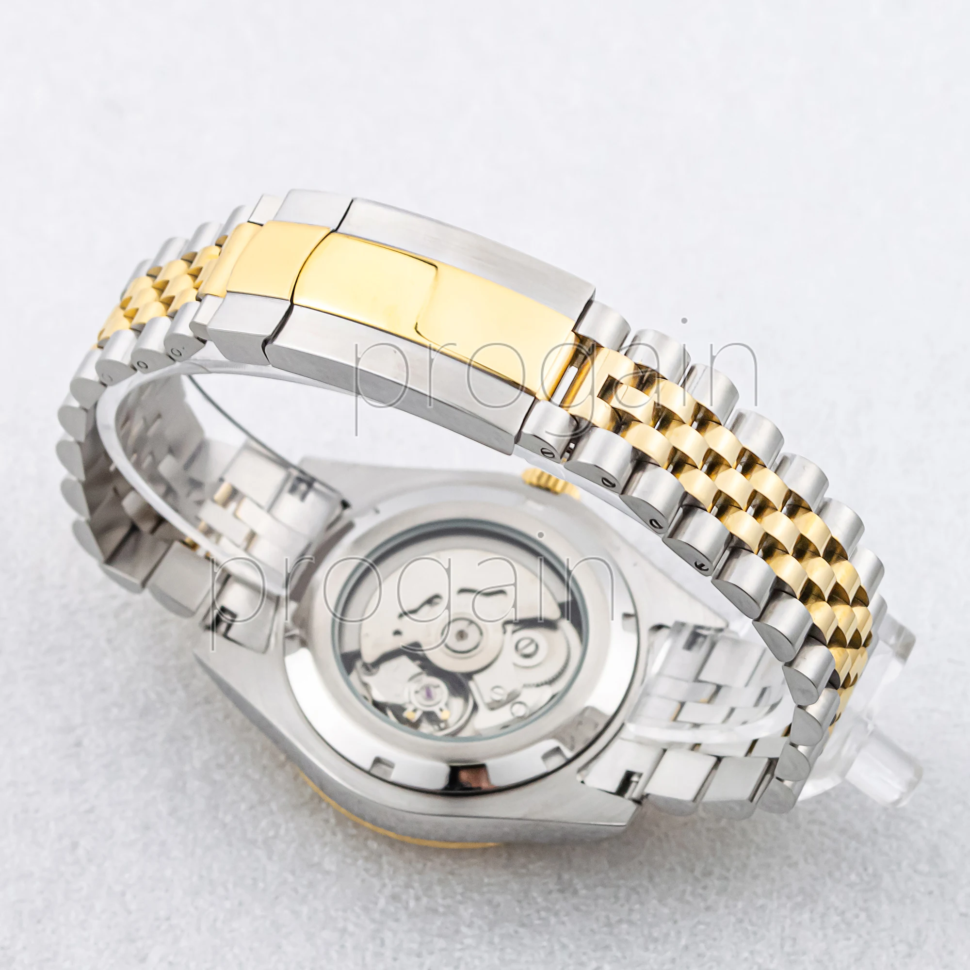 Montre mécanique automatique en acier inoxydable pour homme, montre-bracelet étanche, affaires, loisirs, luxe, deux tons, NH35