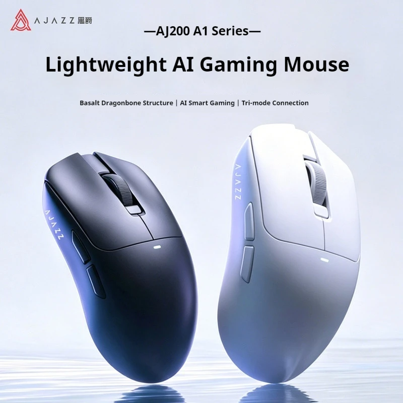 Ajazz Aj200 Ai Wireless Gaming Mouse Tri Mode Bluetooth Wired Voice Control Ergonomic Mouse For Laptop Office Gaming For Large