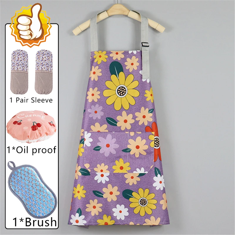 

Kitchen Household Cooking Apron With Cotton Tie WaistAnti-dirty Apron Waterproof And Wear-resistant Apron