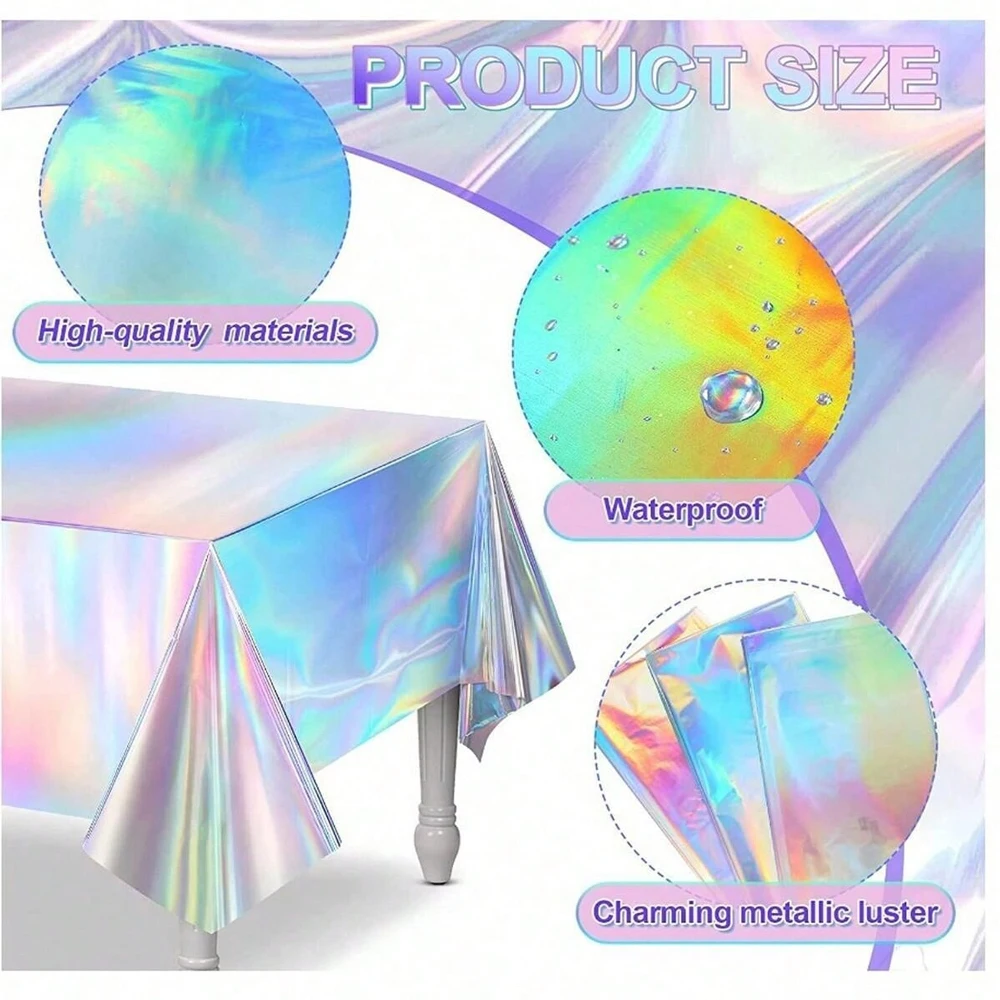 1PC Laser Regenbogen Thema Party Tischdecke Geburtstag Hochzeit Party Dekoration Einweg Tischdecke Dekoration Lieferungen