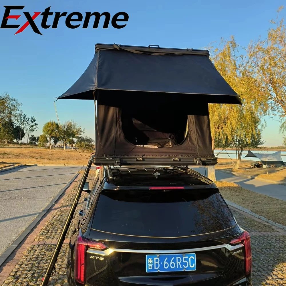 Camping Aluminum X Frame Roof Top Tent 4 Seasons Camper Top Roof Tent Hard Shell X Hinge Rooftop Tent