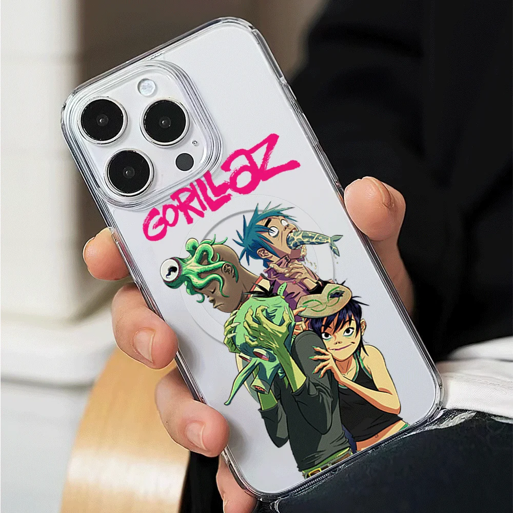 Hot Gorillaz band Phone Case for iPhone 12 11 13 14 15 16 Max Pro Plus Magsafe Magnetic Wireless Cover