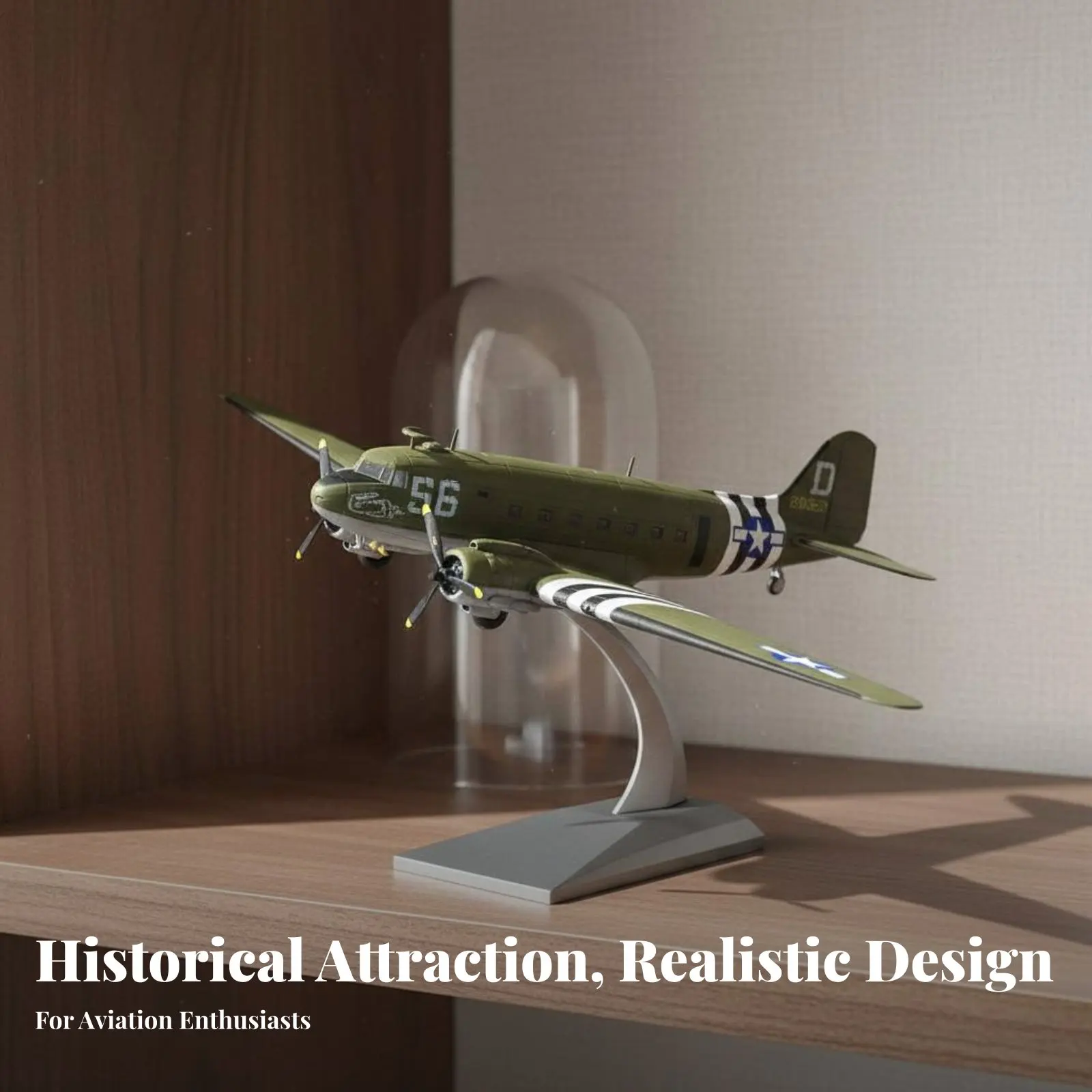 

1:100 Scale C-47 Model Highly Detailed Aviation Historic Transport Plane Diecast Model Diecast C-47 Airplane Historically