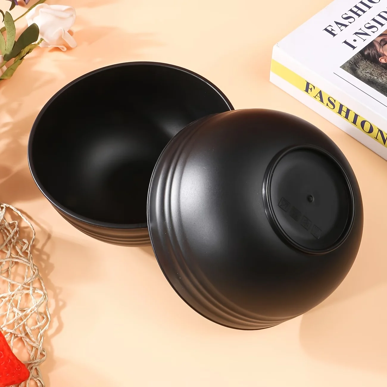 18-Piece Black Plastic Bowl Set, Microwave Safe, Perfect oatmeal, Salad, Soup - Ideal for family Celebration
