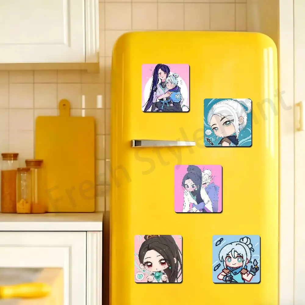 Sage Jett V-Valorants-S Cute Cartoon Anime Refrigerator Magnets Soft Magnetic Heat Transfer Refrigerator Magnets Gift