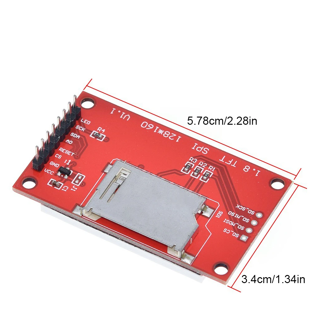 1.8 Inch 1.8" LCD Display TFT Screen Module SPI Interface 128*160 Resolution 16BIT RGB 4 IO ST7735S Driver for Arduino
