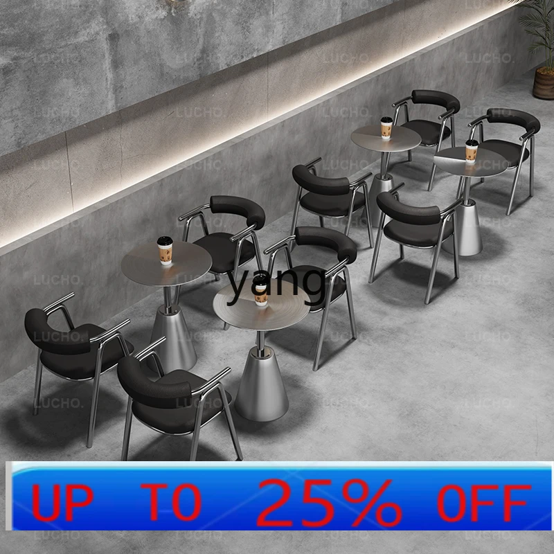 LTT Stainless Steel Table and Chair Trendy Brand Rest Area Milk Tea Shop Beverage Coffee Shop Small Wine House