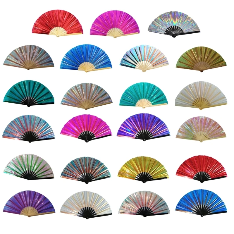 Chinese Handheld Fan Kung-Fu Taichi Bamboo-Folding Fans Wedding Hand Fan for Wedding Dancing Party Decoration