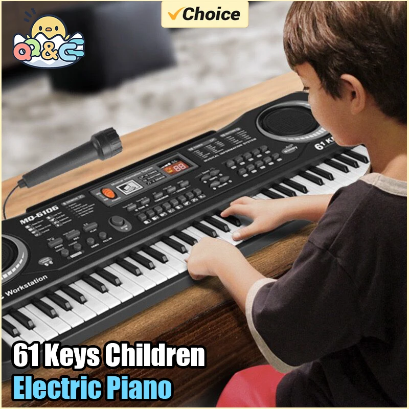 Kids Electronic Piano Keyboard Portable 61 Keys Organ with Microphone Education Toys Musical Instrument Gift for Child Beginner