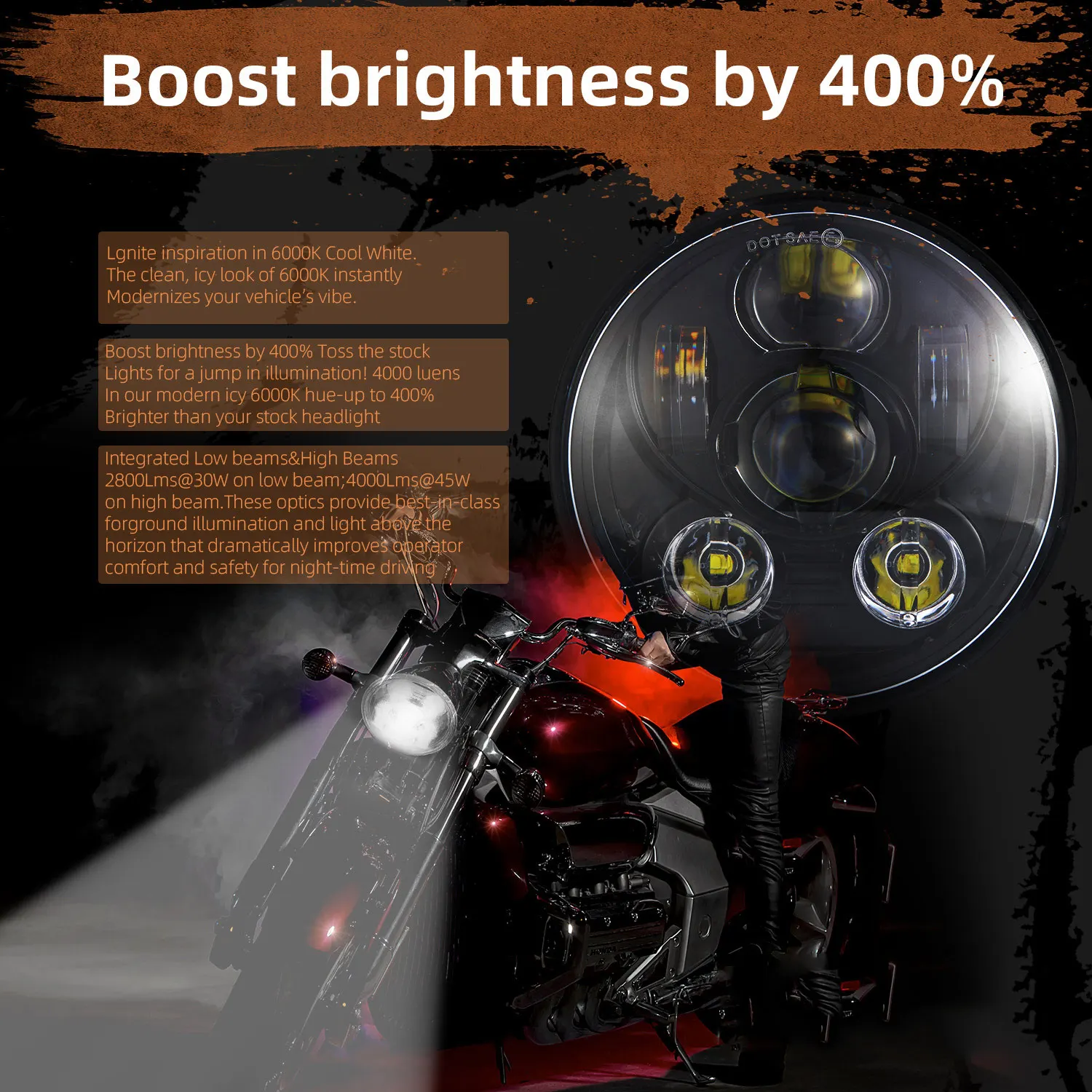 5.75 Inch LED Headlight DRL For Harley Sportster 1200 XL1200L Custom XL1200C 883 XL883 883L XL883R 48 Headlamp 5 3/4